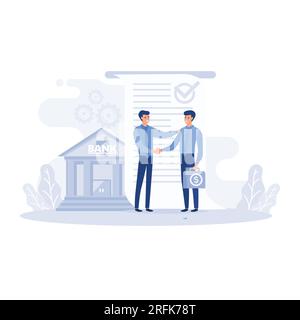 Loan agreements borrow money from the bank, mortgage, debt or obligation, loan agreement concept, flat vector modern illustration Stock Vector