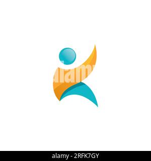 K People Logo Design. Letter K Human Logo. Abstract People Vector Stock Vector