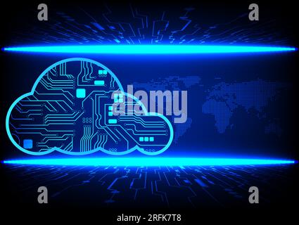 Abstract futuristic Cloud computing technology concept, dark blue background Vector illustration Stock Vector