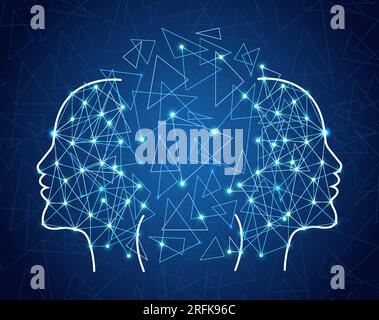 Abstract Artificial intelligence. Neural connections. Technology web background. Virtual concept. Vector Stock Vector