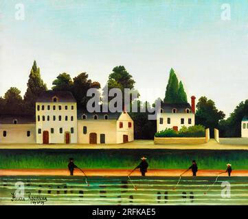 Landscape and Four Fisherman by Henri Rousseau. Original from Barnes Foundation. Stock Photo