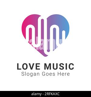 Love Music Logo Design Music Note with Heart Logotype Stock Vector