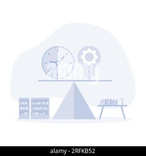 Balance between time and cost of an idea. Payment of creativity. flat vector modern illustration Stock Vector
