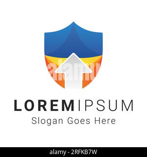 Security Shield with Arrow Up Logo Design Stock Vector