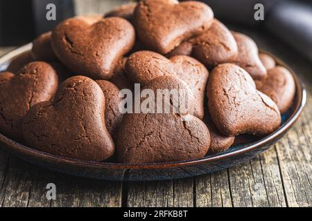 Heart shaped cookies on the plate. Stock Photo