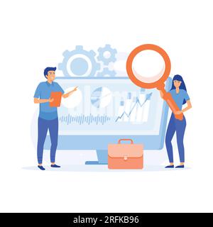 concept of business analysis, project management, market research, flat vector modern illustration Stock Vector