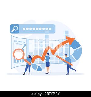 Data analysis concept, People analyzing growth charts. Business data analysis. flat vector modern illustration Stock Vector