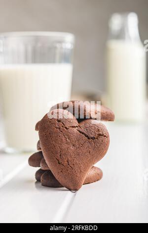 Heart shaped cookies on the white table. Stock Photo