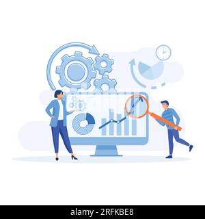 Business concept. Digital marketing and promotion, planning marketing strategy to achieve business goals. flat vector modern illustration Stock Vector