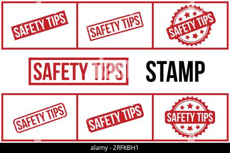 Safety Tips Rubber Stamp Set Vector Stock Vector