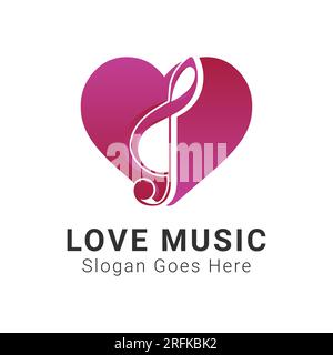 Love Music Logo Design Music Note with Heart Logotype Stock Vector