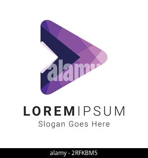 3D Gradient Play Button with Arrow Logo Design Stock Vector