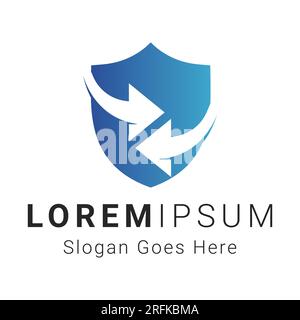 Modern Shield with Arrow Logo Design Protection Security Shield Logotype Stock Vector