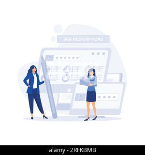 Recruitment Headhunting Concept, Applicants Searching Job Learning Offers in Internet Resource, flat vector modern illustration Stock Vector
