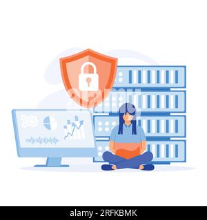 database security hacker attack concept. hackers stealing personal data. flat vector modern illustration Stock Vector