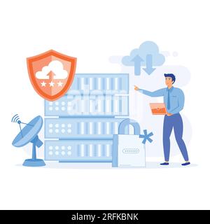 Cyber Security Services to Protect Personal Data, Cloud Shared Documents, flat vector modern illustration Stock Vector