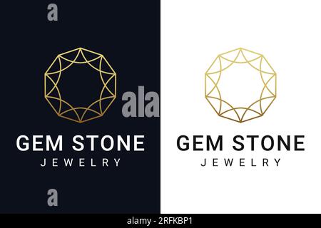 Luxury Gem Stone Logo Design Golden Love Diamond Logotype jewellery logo Stock Vector