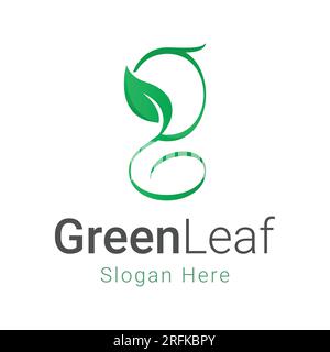Initial Letter g with leaf logo design Stock Vector
