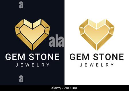 Luxury Gem Stone Logo Design Golden Love Diamond Logotype jewellery logo Stock Vector