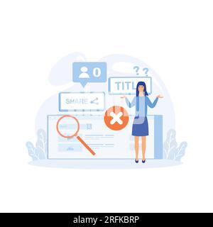 Blog promotion mistake. Ineffective keywords analysis. Web page advertising in the internet, flat vector modern illustration Stock Vector