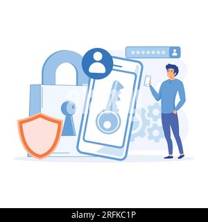 Cyber Security Services to Protect Personal Data, Server Security and Data Protection, flat vector modern illustration Stock Vector