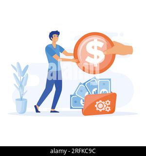 Salary Payment, employee or workers are happy receive a monthly salary, flat vector modern illustration Stock Vector