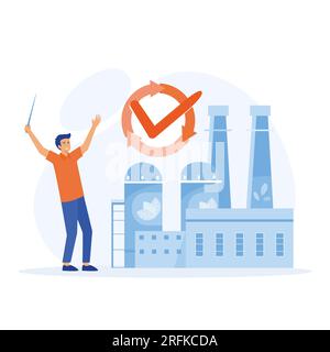 Circular economy, Green energy, eco-industrial development and manufacturing concept, flat vector modern illustration Stock Vector