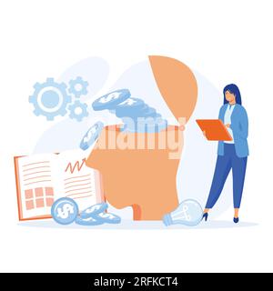 Personal finance management concept, People characters investing money in self development, knowledge and education, flat vector modern illustration Stock Vector