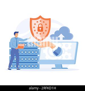 database security hacker attack concept. hackers stealing personal data. flat vector modern illustration Stock Vector