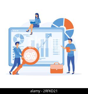 Data analysis concept, Monitoring investment. Finance report graph. Charts and diagrams, flat vector modern illustration Stock Vector