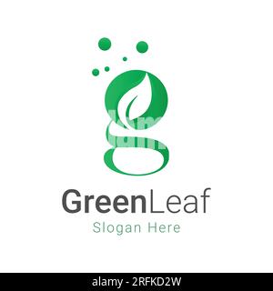 initial letter g with green leaf logo design green leaf logotype Stock Vector