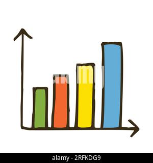 Doodle graph chart icon or logo, hand drawn with thin black line Stock Vector