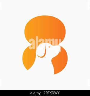 Letter 8 Pet Logo Design. Dog Logo Symbol Vector Template. Dog On Alphabet Stock Vector