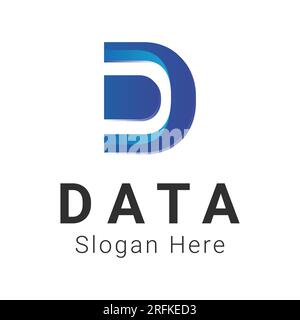 Initial Letter D Data Tech Logo Design Stock Vector