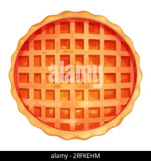 Homemde pie, tart or cake top view whole round bakery, dessert in cartoon style isolated on white background. Vector illustration Stock Vector