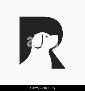 Letter R Pet Logo Design. Dog Logo Symbol Vector Template. Dog On Alphabet Stock Vector
