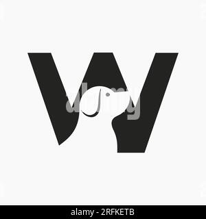 Letter W Pet Logo Design. Dog Logo Symbol Vector Template. Dog On Alphabet Stock Vector