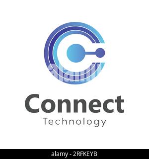 Initial Letter C Connect Logo Design C Tech Logotype Stock Vector