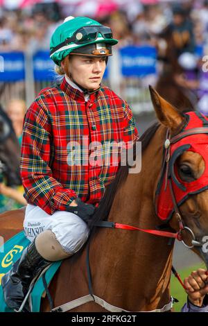 Horse racing jockey Danielle Johnson on a horse Stock Photo - Alamy