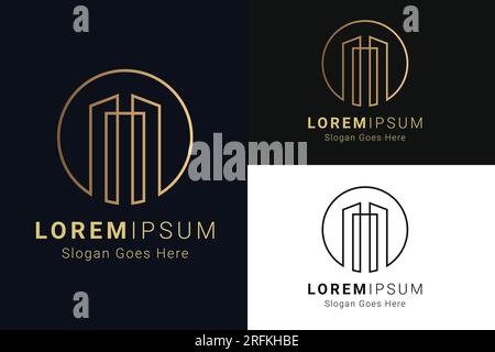 Minimal Luxury Building Real Estate Logo Design Stock Vector