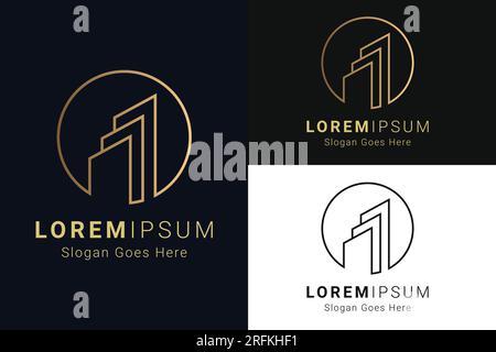 Minimal Luxury Building Real Estate Logo Design Stock Vector