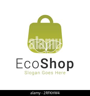 Eco Shop Logo Design Eco Bag Logo type Stock Vector