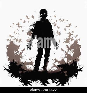vector standing zombie. staying zombie with dark hollow. zombie with a piece of tree vector illustration on white background Stock Vector