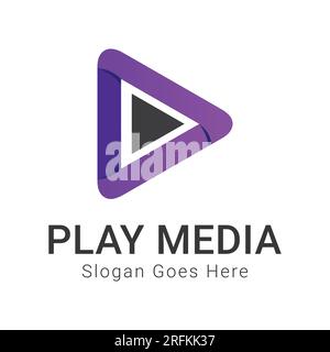 Play Media Fast Forward Play Button Logo Design 3D Play Button Stock Vector