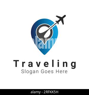 Travel Location Logo Design Traveling Plane Logo Type Travel Agency Stock Vector