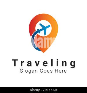 Travel Location Logo Design Traveling Plane Logo Type Travel Agency Stock Vector
