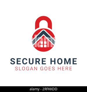 Home Security Lock Logo Design House Cyber Security Lock Stock Vector