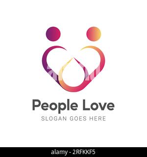 People Love Logo Design People Connection Logotype People Heat Stock Vector
