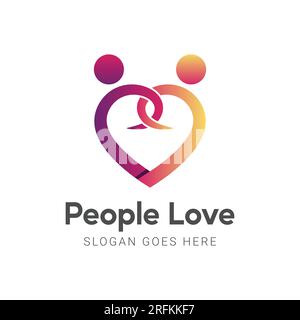People Love Logo Design People Connection Logotype People Heat Stock Vector