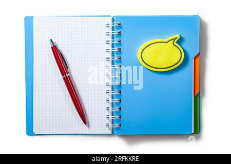 Blue Notepad With Red Ballpoint Pen Isolated On White Stock Photo